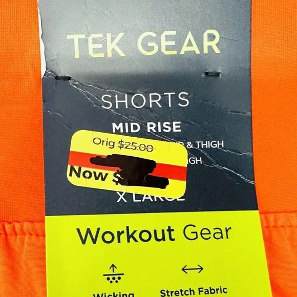 NWT TEK GEAR Women Mid Rise Drawstring Pockets Workout Orange Shorts Plus Sz 1X - Picture 4 of 4